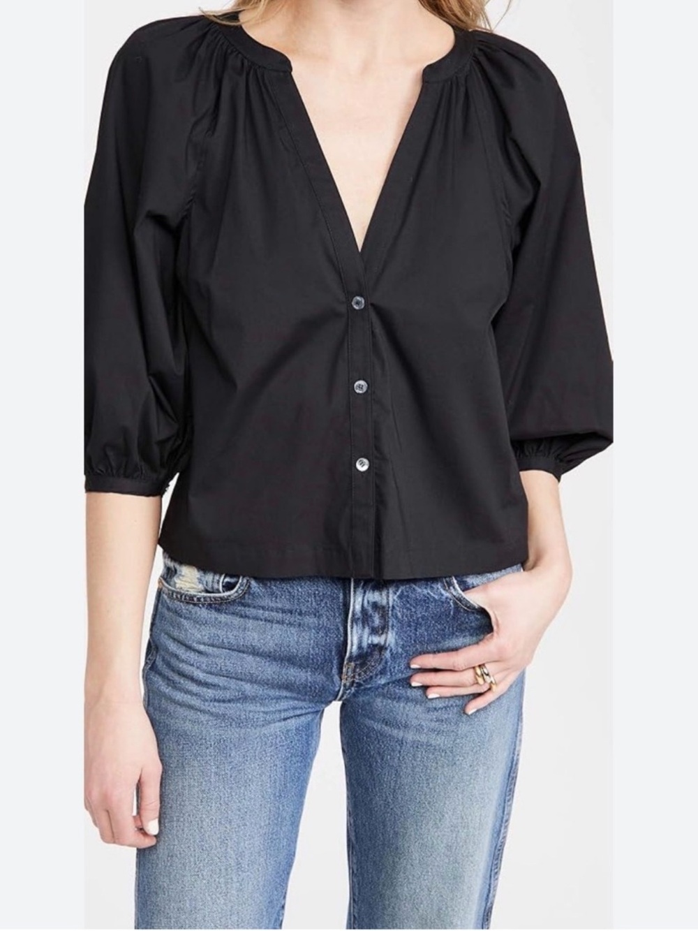 STAUD New Dill Minimalist Poplin Cotton Top Size S